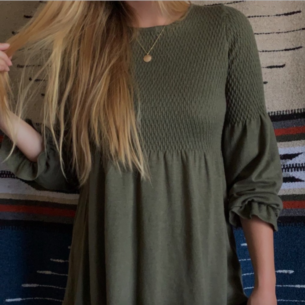 Olive Green Roolee Smocked Long Sleeve